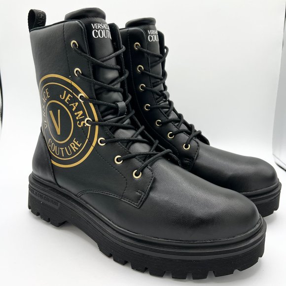 Versace Jeans Couture logo-print leather combat boots main image 5